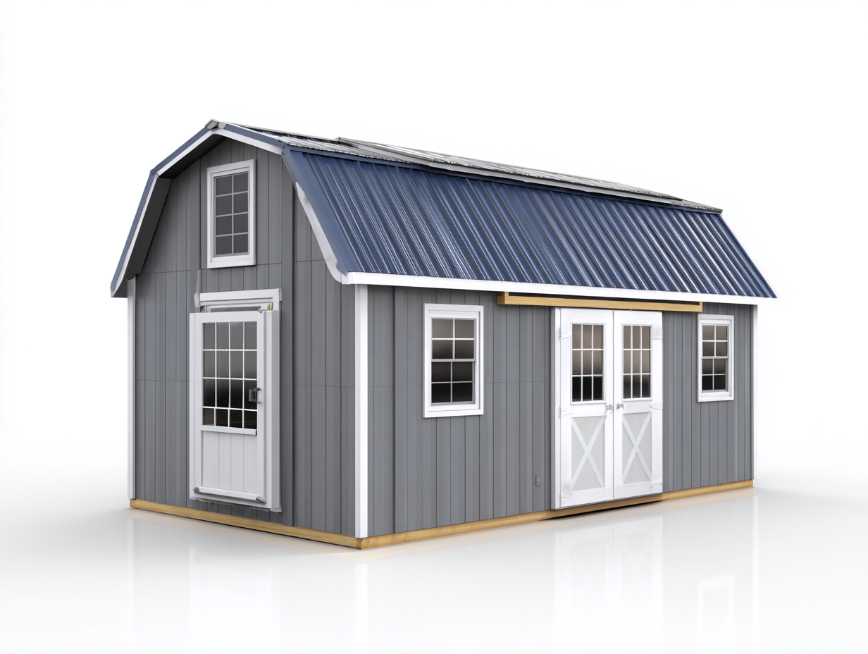 Gartenhaus Holz 420x300x260 cm Grau-Weiß - Satteldach mit Fenster - Für Garten Aufbewahrung-Cottauploft