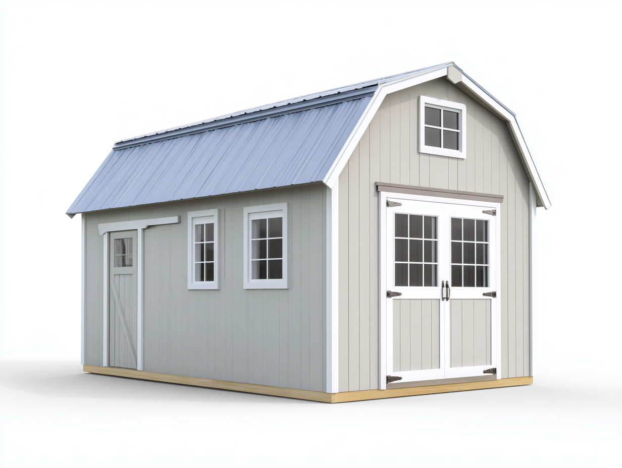 Gartenhaus Holz 300x240x240 cm - Grau-Weiß - Geeignet für Garten Geräteschuppen - Klassisches Satteldach Design-Cottauploft