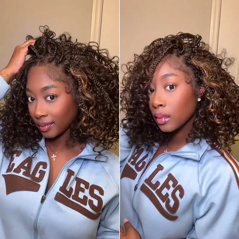 13x6 HD Lace Wig – 12” Boho Braids Water Wave, Pre-Cut, Glueless, Premium Fiber, Beginner Friendly