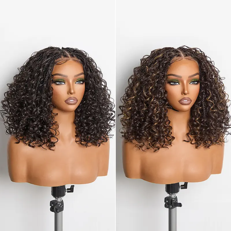 13x6 HD Lace Wig – 12” Boho Braids Water Wave, Pre-Cut, Glueless, Premium Fiber, Beginner Friendly