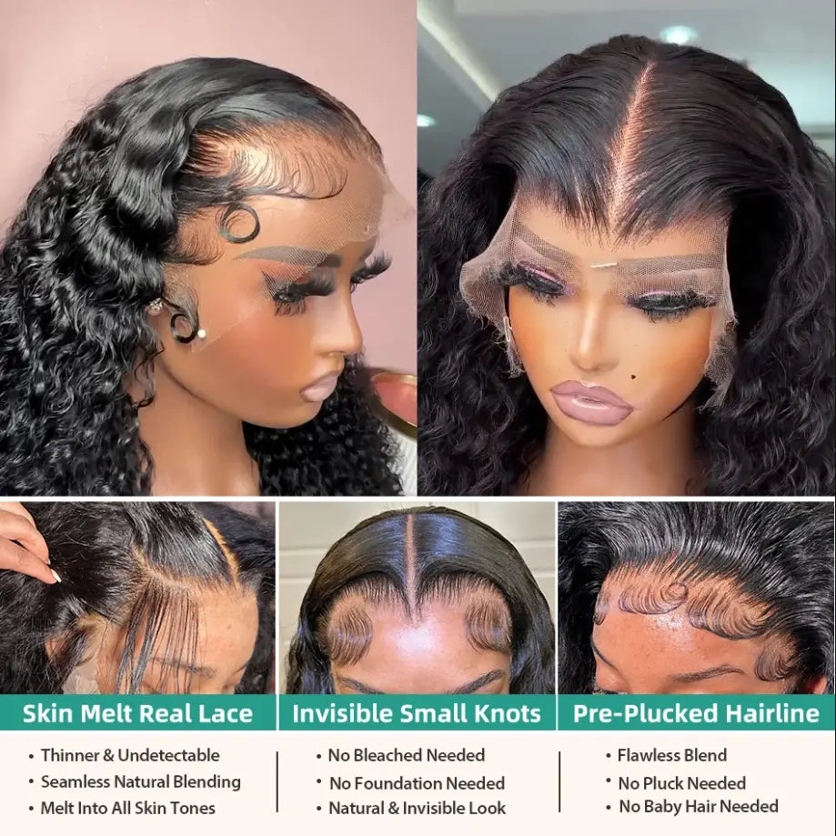 Deep Wave Lace Frontal Wig 13x4/13x6 HD Transparent Human Hair Curly Wigs for Women