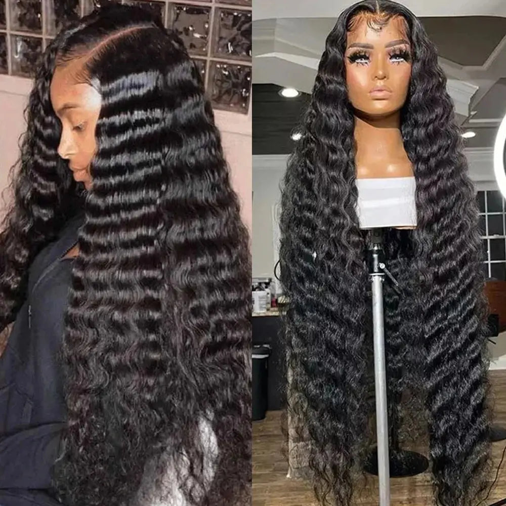 Deep Wave Lace Frontal Wig 13x4/13x6 HD Transparent Human Hair Curly Wigs for Women