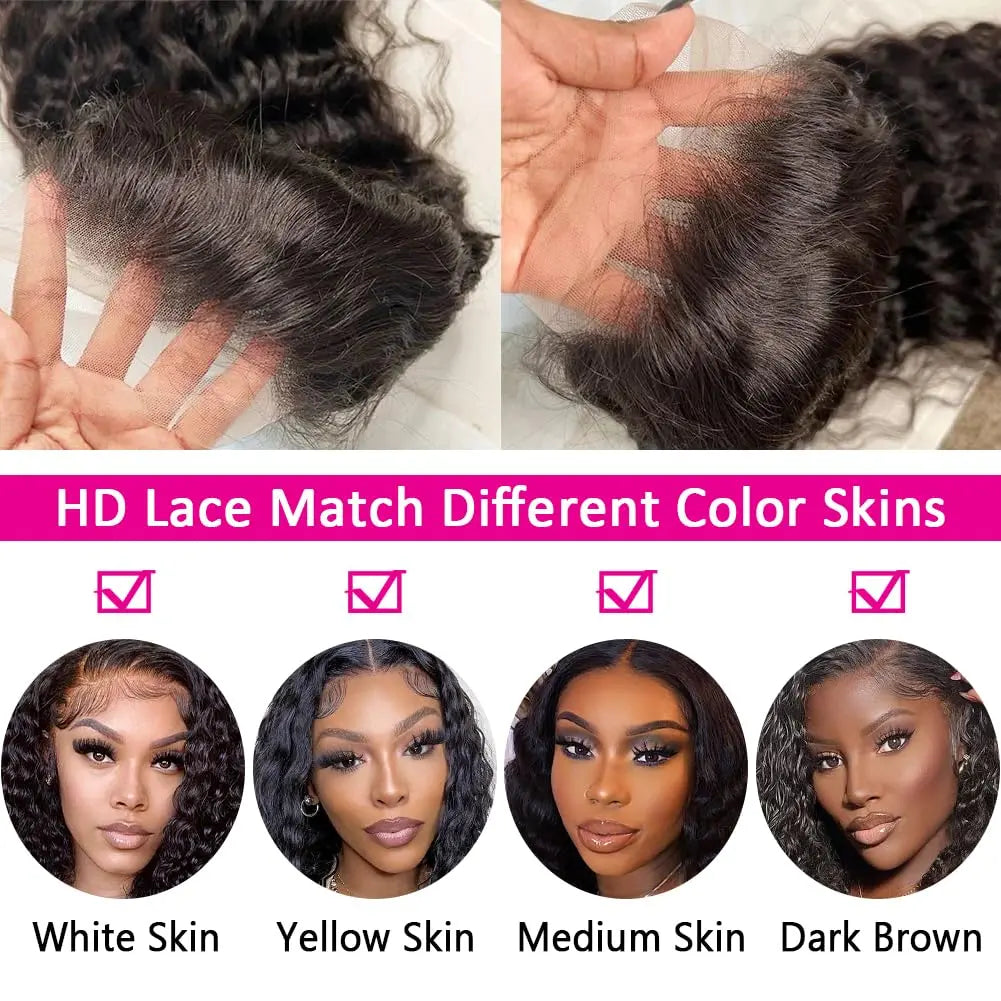 Deep Wave Lace Frontal Wig 13x4/13x6 HD Transparent Human Hair Curly Wigs for Women