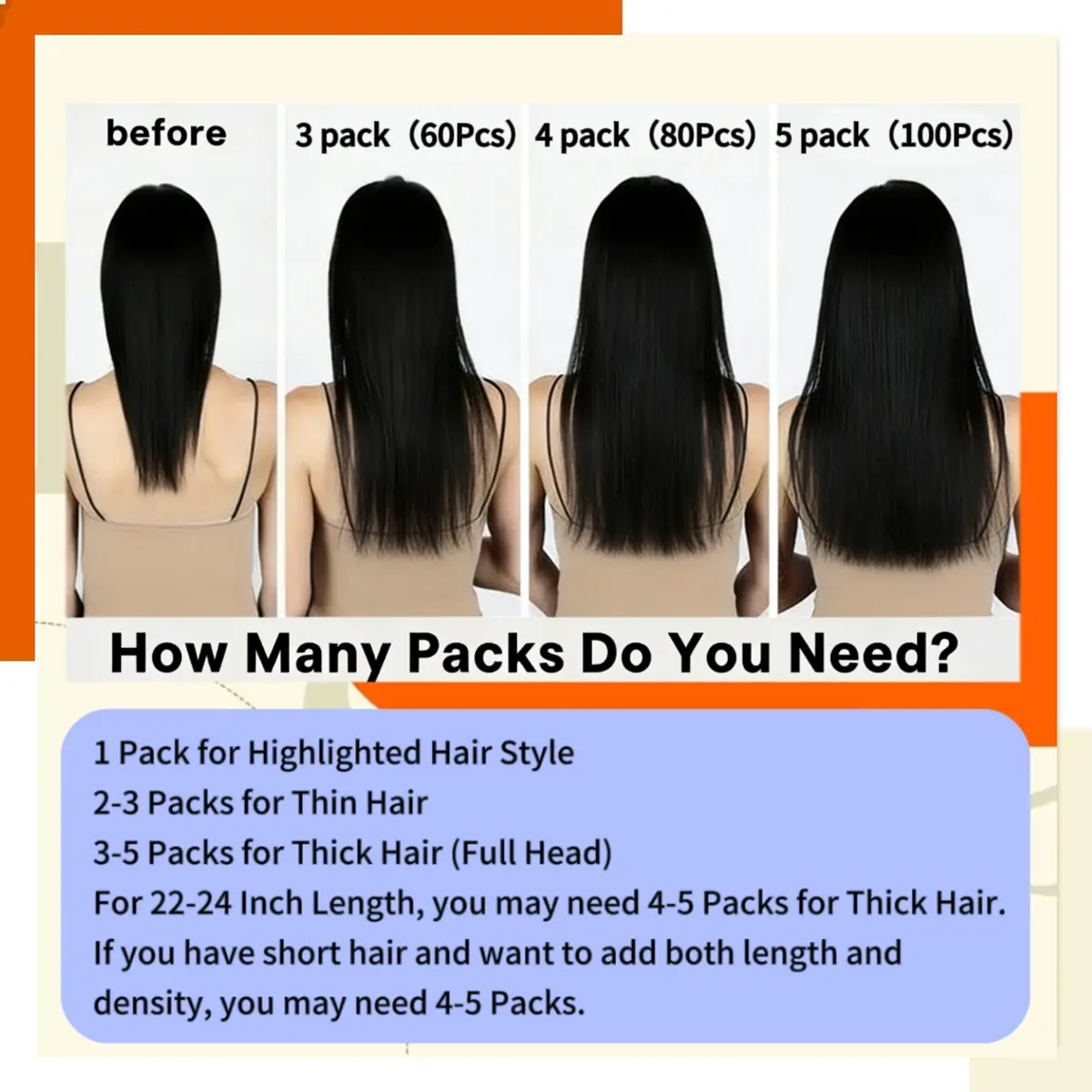 Tape-In Human Hair Extensions - Natural Straight, 20 Pcs, 50g for Women
