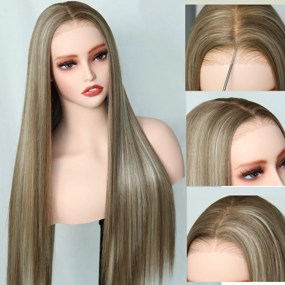 9x7 Glueless Synthetic Lace Front Wig - Pre-Plucked, Pre-Cut Straight Wig with Natural Hairline and Tiny Knots, No Glue Needed