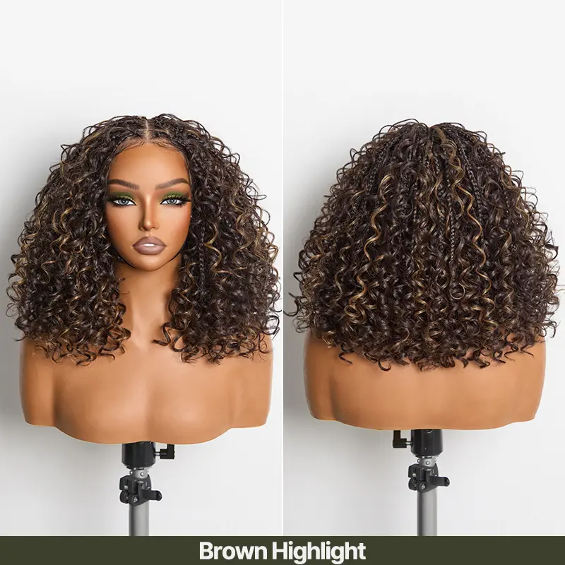 13x6 HD Lace Wig – 12” Boho Braids Water Wave, Pre-Cut, Glueless, Premium Fiber, Beginner Friendly