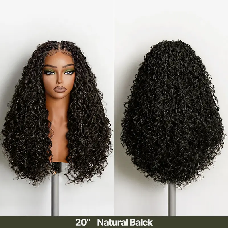 13x6 HD Lace Wig – 12” Boho Braids Water Wave, Pre-Cut, Glueless, Premium Fiber, Beginner Friendly