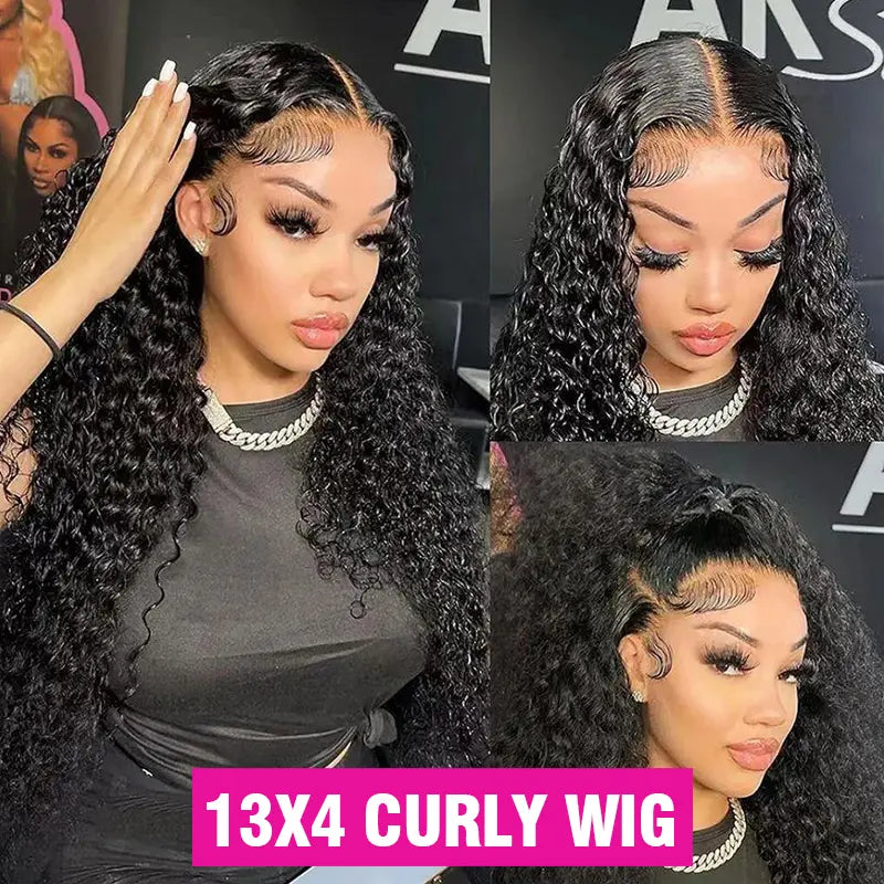 Deep Wave Lace Frontal Wig 13x4/13x6 HD Transparent Human Hair Curly Wigs for Women