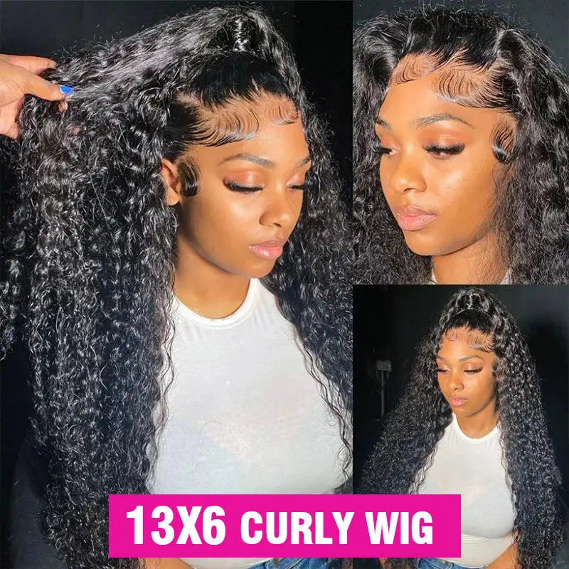Deep Wave Lace Frontal Wig 13x4/13x6 HD Transparent Human Hair Curly Wigs for Women