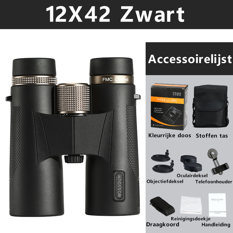 BOSSDUN 12x42 Professionele Verrekijker voor Vogels Kijken, Wandelen & Sport – HD Optiek, BAK4 Prisma, Waterdicht Ontwerp