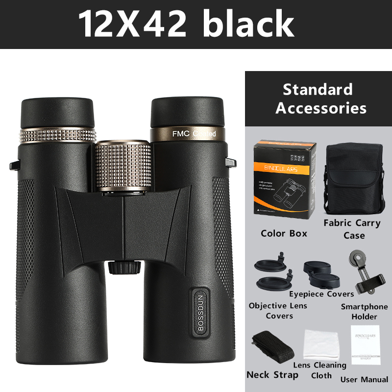 BOSSDUN 12x42 Professional Binoculars for Bird Watching, Hiking & Sports – HD Optics, BAK4 Prism, Waterproof Design