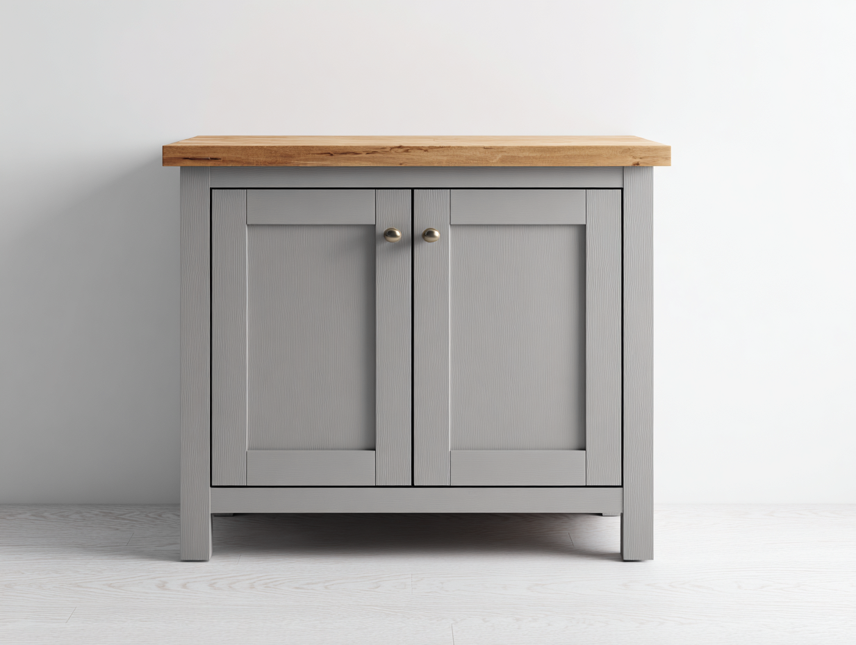 Aparador de madera 100x40x80 cm gris y marrón para salón comedor - 2 puertas - diseño moderno rústico-Cottagolab