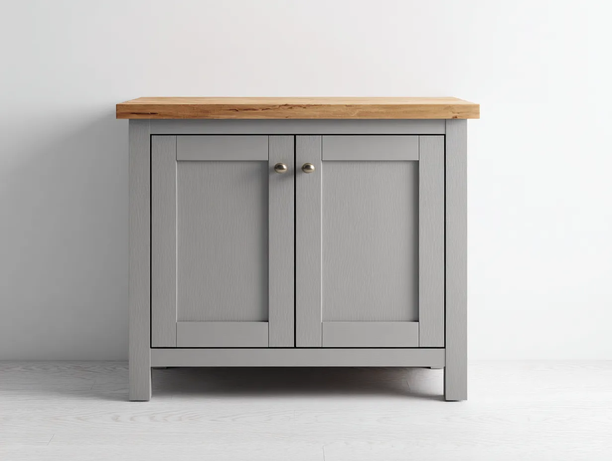 Aparador de madera 100x40x80 cm gris y marrón para salón comedor - 2 puertas - diseño moderno rústico-Cottagolab