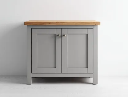 Aparador de madera 100x40x80 cm gris y marrón para salón comedor - 2 puertas - diseño moderno rústico-Cottagolab