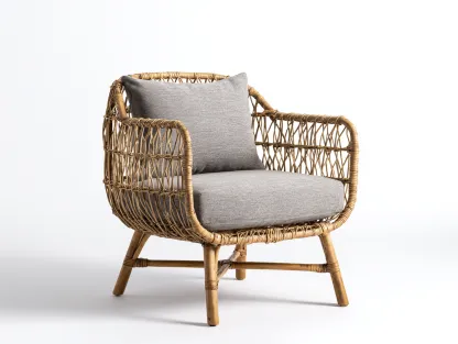 Sillones de ratán natural 70x65x75 cm marrón claro para salón estilo moderno-Cottagolab