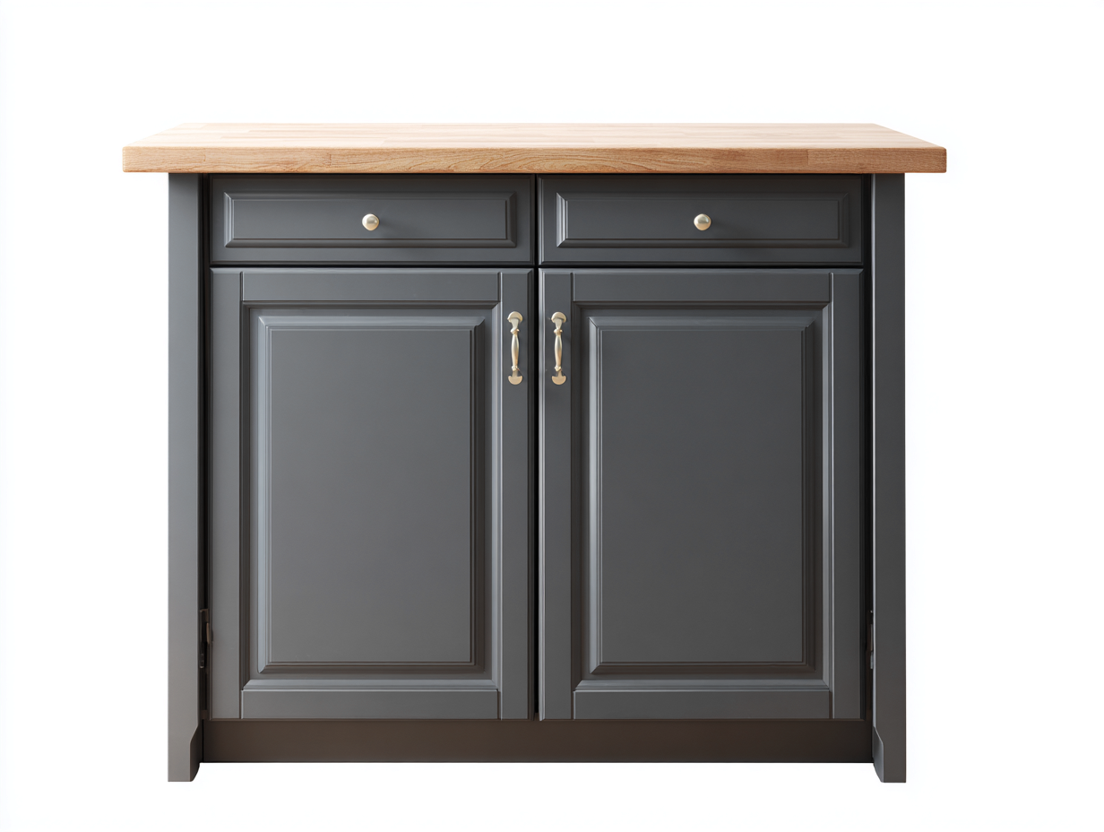 Aparadores madera maciza 100x40x80 cm gris oscuro con encimera natural para salón diseño clásico-Cottagolab