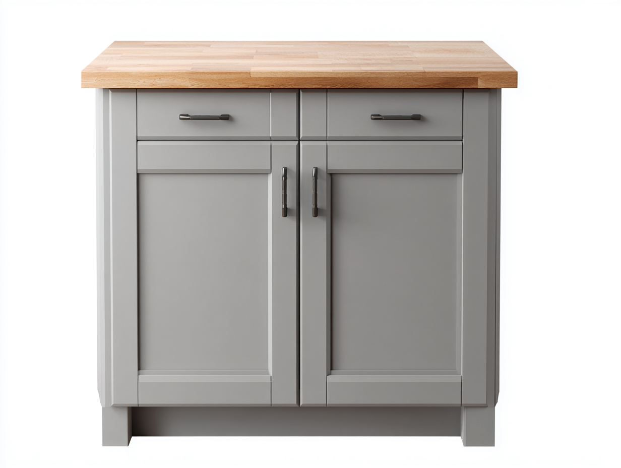 Aparador de madera 90x45x85 cm - gris y encimera color madera - armario de almacenamiento con cajones - estilo moderno-Cottagolab