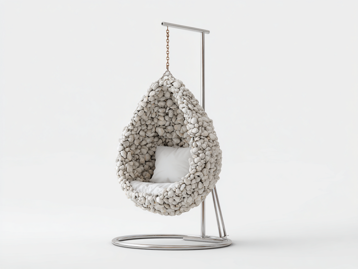 Sillones colgantes acero 100x100x190 cm blanco con cojín para jardín diseño moderno-Cottagolab