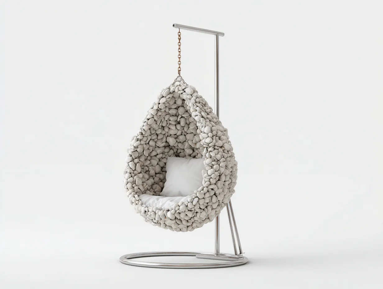 Sillones colgantes acero 100x100x190 cm blanco con cojín para jardín diseño moderno-Cottagolab