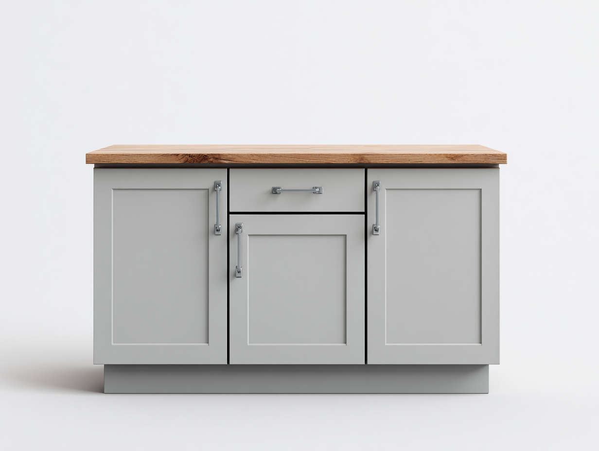 Aparadores madera maciza 120x40x80 cm gris con encimera natural para salón diseño moderno-Cottagolab