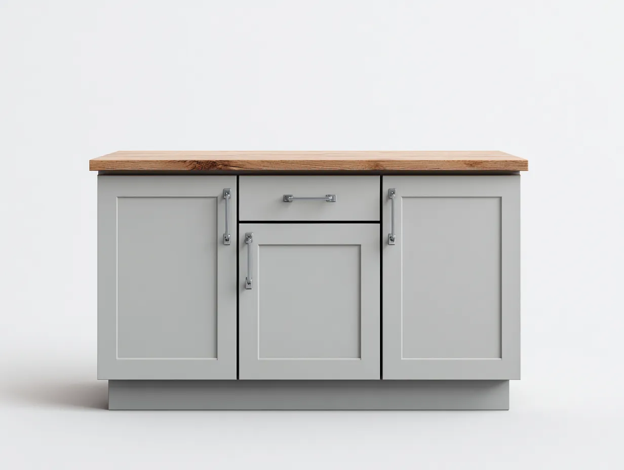 Aparadores madera maciza 120x40x80 cm gris con encimera natural para salón diseño moderno-Cottagolab