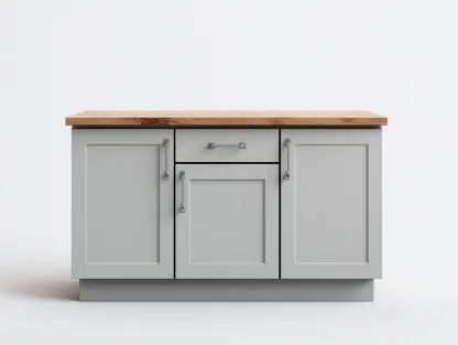 Aparadores madera maciza 120x40x80 cm gris con encimera natural para salón diseño moderno-Cottagolab