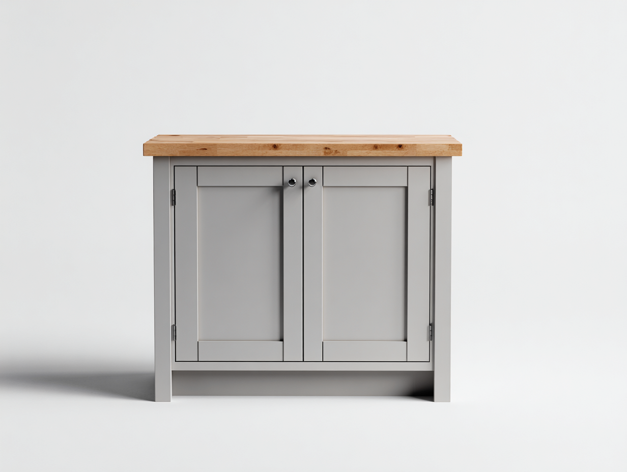 Aparador de madera 80x40x75 cm - gris y encimera color madera - armario de almacenamiento - estilo moderno-Cottagolab