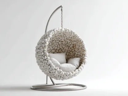 Sillones colgantes de piedra sintética 95x85x120 cm blanco para jardín estilo moderno-Cottagolab