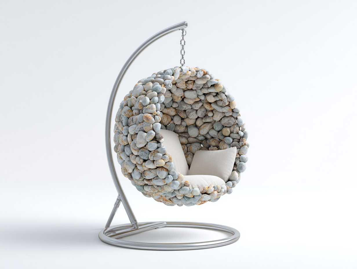 Sillones colgantes acero 105x105x195 cm gris claro con cojín para jardín diseño moderno-Cottagolab