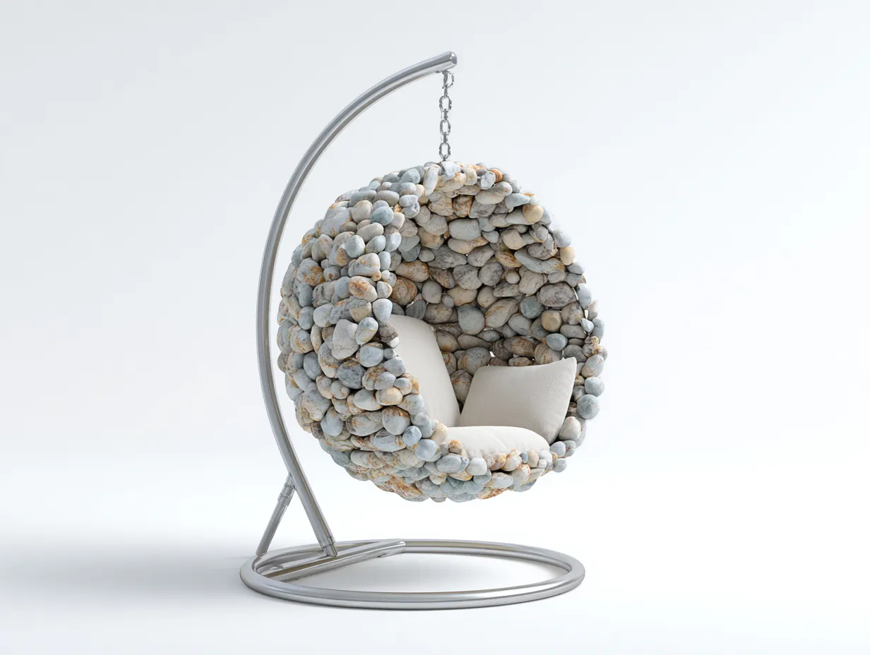 Sillones colgantes acero 105x105x195 cm gris claro con cojín para jardín diseño moderno-Cottagolab