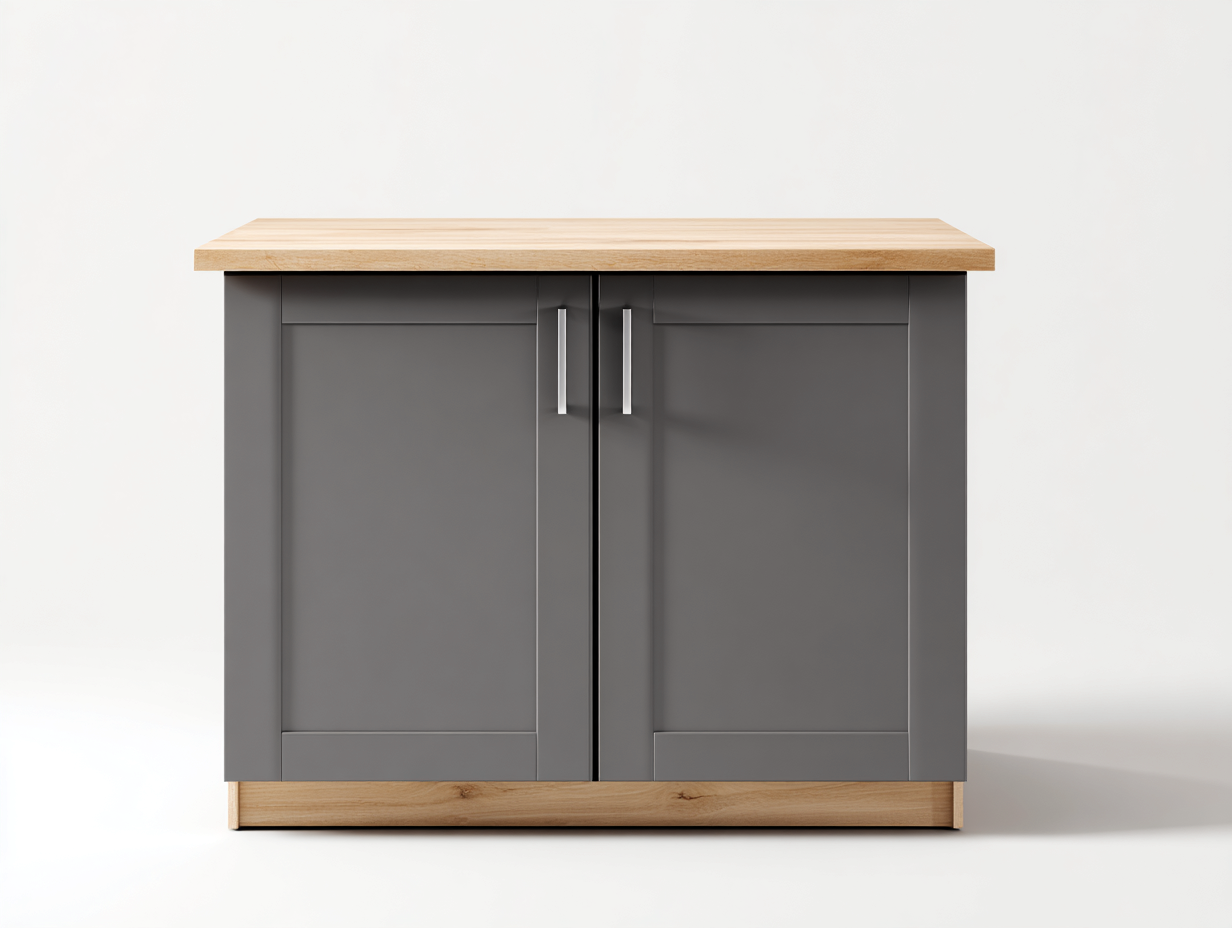 Aparador de madera 110x45x80 cm gris y madera natural - diseño moderno con almacenamiento-Cottagolab