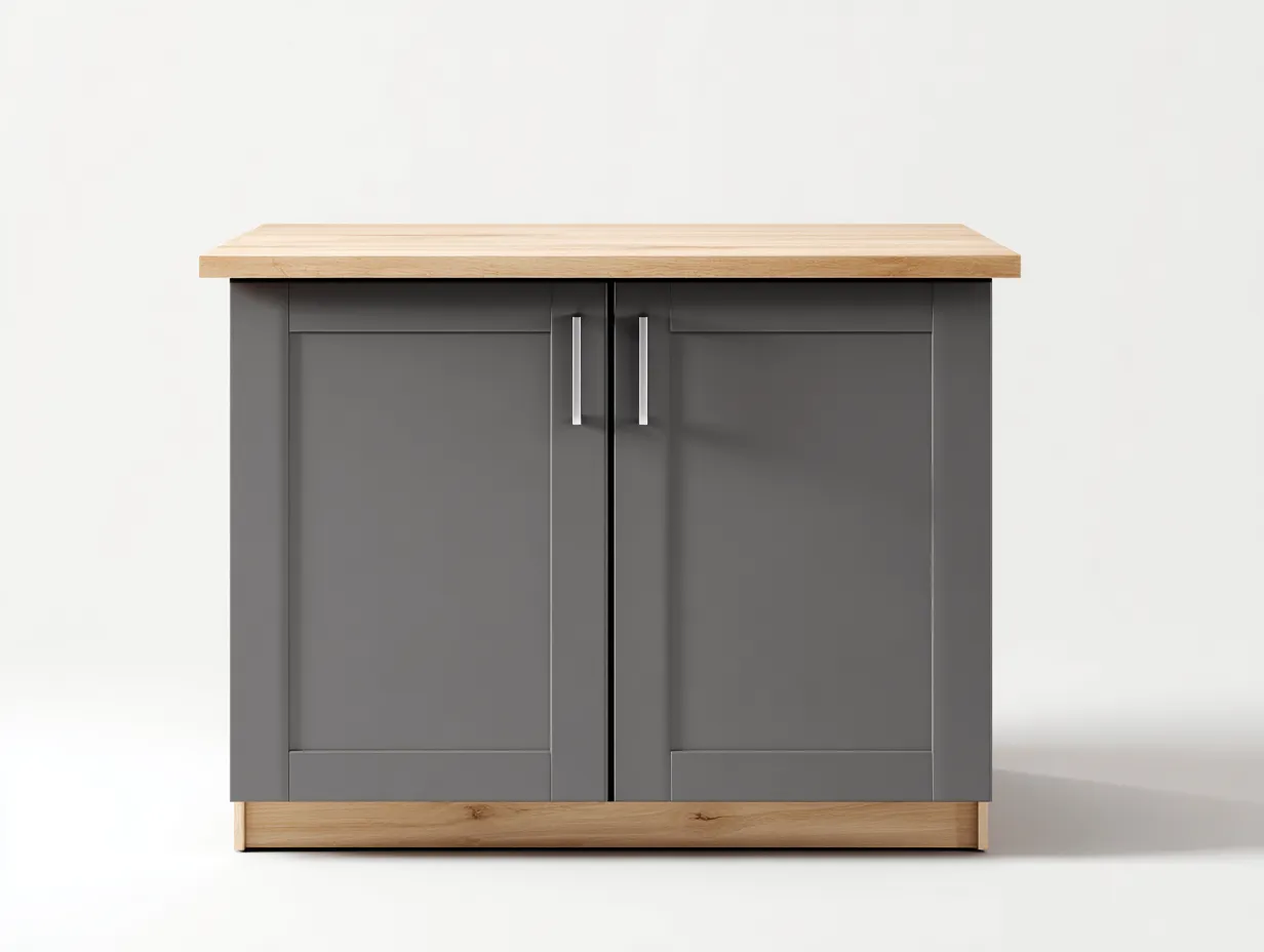 Aparador de madera 110x45x80 cm gris y madera natural - diseño moderno con almacenamiento-Cottagolab