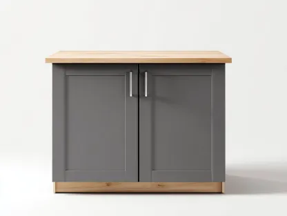 Aparador de madera 110x45x80 cm gris y madera natural - diseño moderno con almacenamiento-Cottagolab