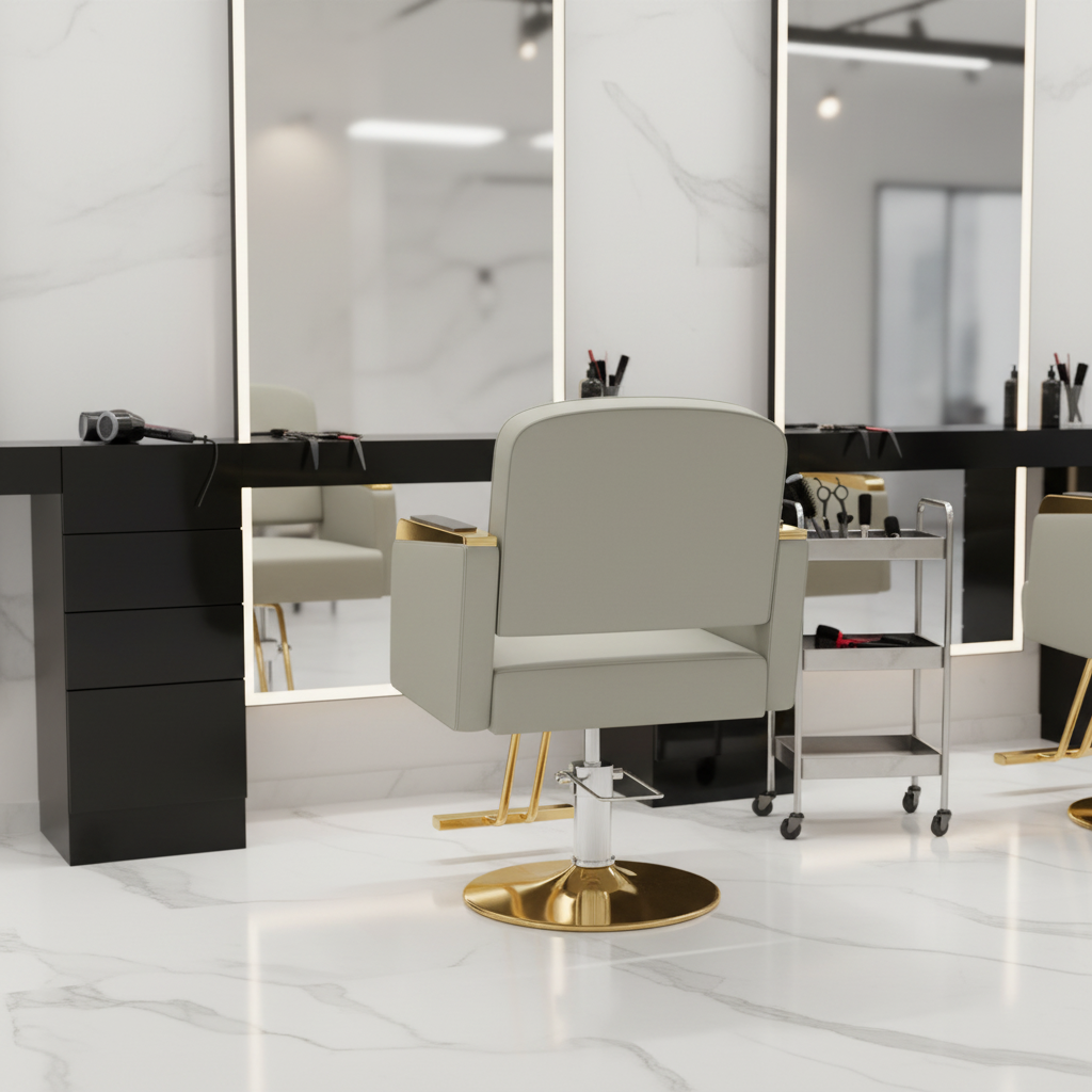 Chaise de coiffeur en cuir