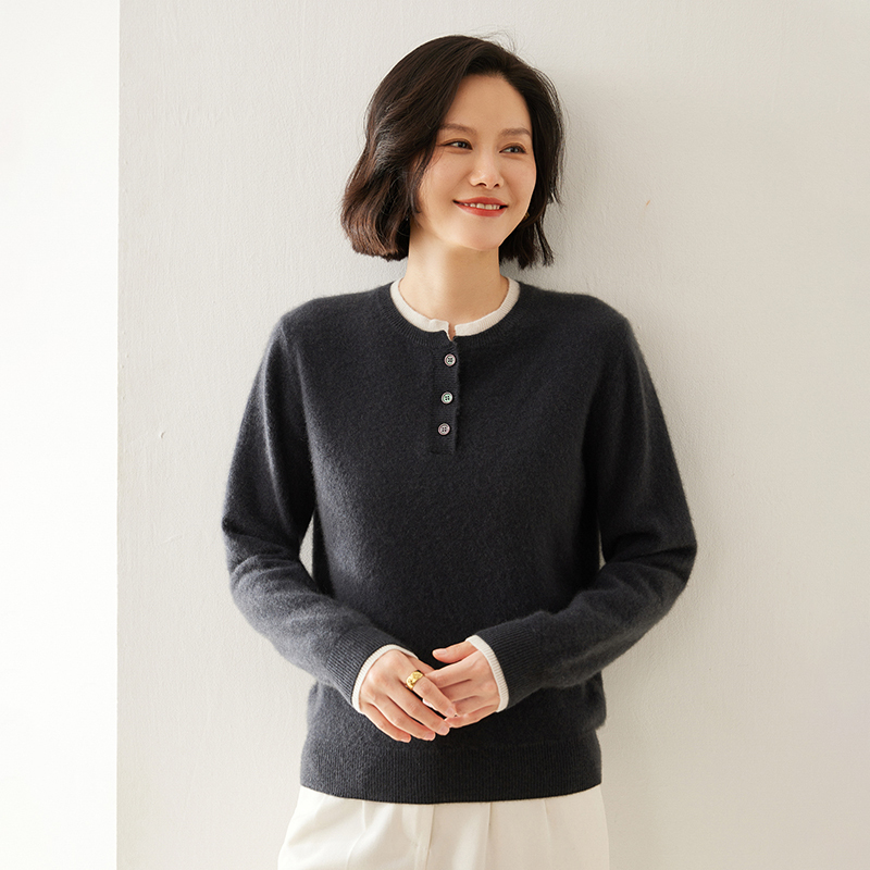 Sutterhie - Pull en Cachemire 100% Pur pour Femme - Chandail en Maille à Col Rond - Collection Hiver Premium