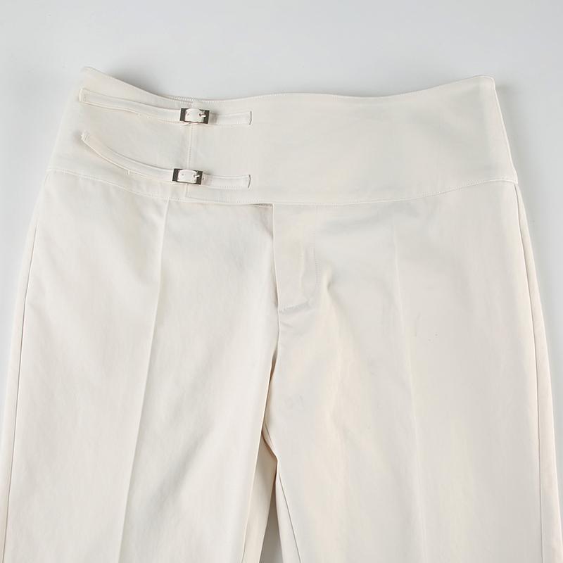 Sutterhie - Pantalon Vintage Y2K pour Femme - Pantalon Droit Taille Basse avec Boutons - Style Streetwear Casual