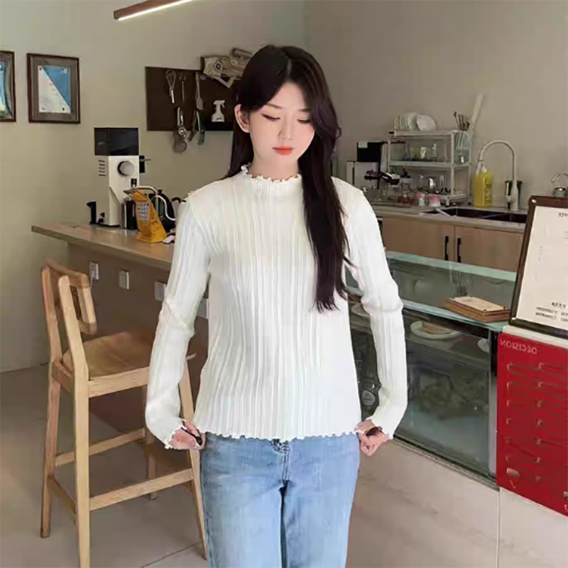 Sutterhie - Pull à Volants pour Femme - Pullover Élégant en Maille unie avec Col Roulé - Collection Automne/Hiver 2026