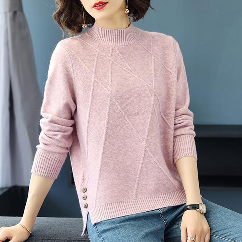 Sutterhie - Pull à Col Roulé Rose pour Femme - Chandail en Maille Douce à Manches Longues - Collection Automne/Hiver