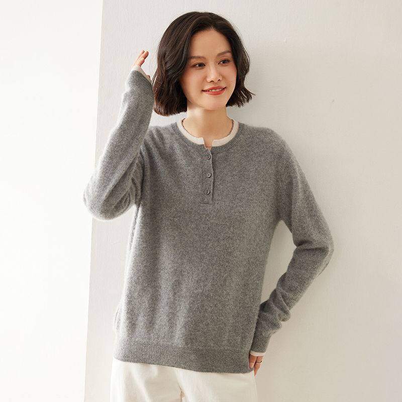 Sutterhie - Pull en Cachemire 100% Pur pour Femme - Chandail en Maille à Col Rond - Collection Hiver Premium