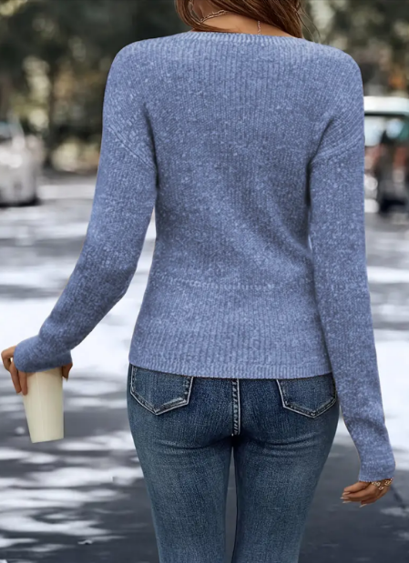 Sutterhie - Pull Élégant en Maille pour Femme - Pullover Chaud à Manches Longues et Col en V - Collection Saisonnière