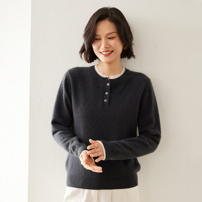 Sutterhie - Pull en Cachemire 100% Pur pour Femme - Chandail en Maille à Col Rond - Collection Hiver Premium