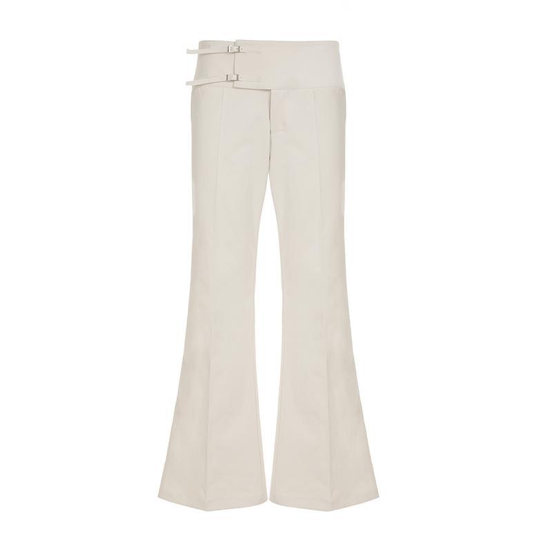 Sutterhie - Pantalon Vintage Y2K pour Femme - Pantalon Droit Taille Basse avec Boutons - Style Streetwear Casual