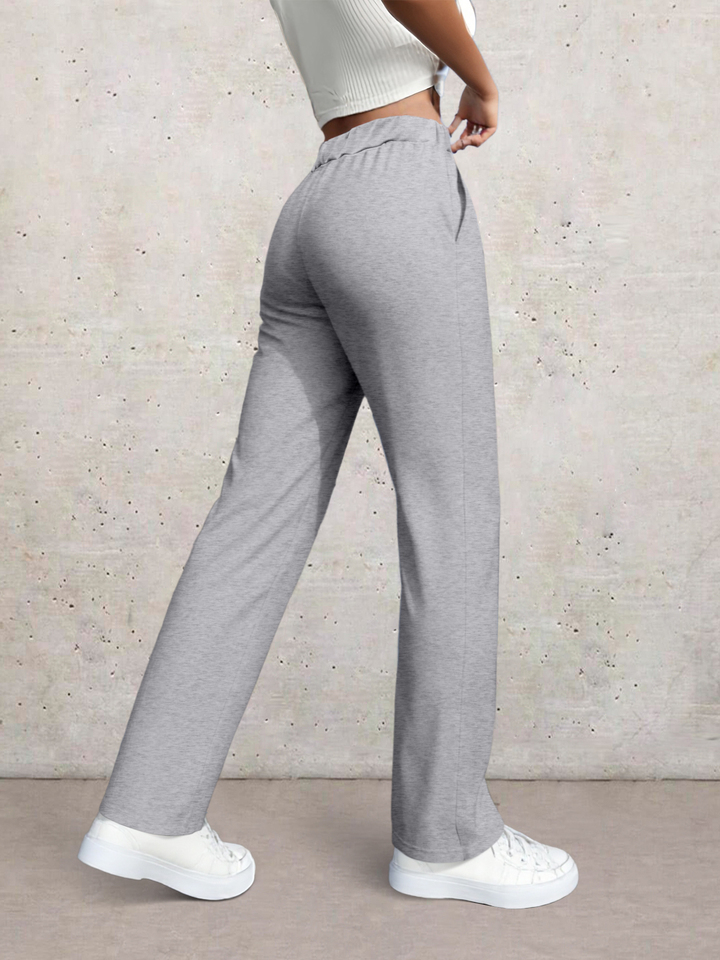 Sutterhie - Pantalon Casual à Jambe Droite pour Femme - Pantalon Élégant Taille Haute avec Ceinture Élastique - Collection Quotidienne