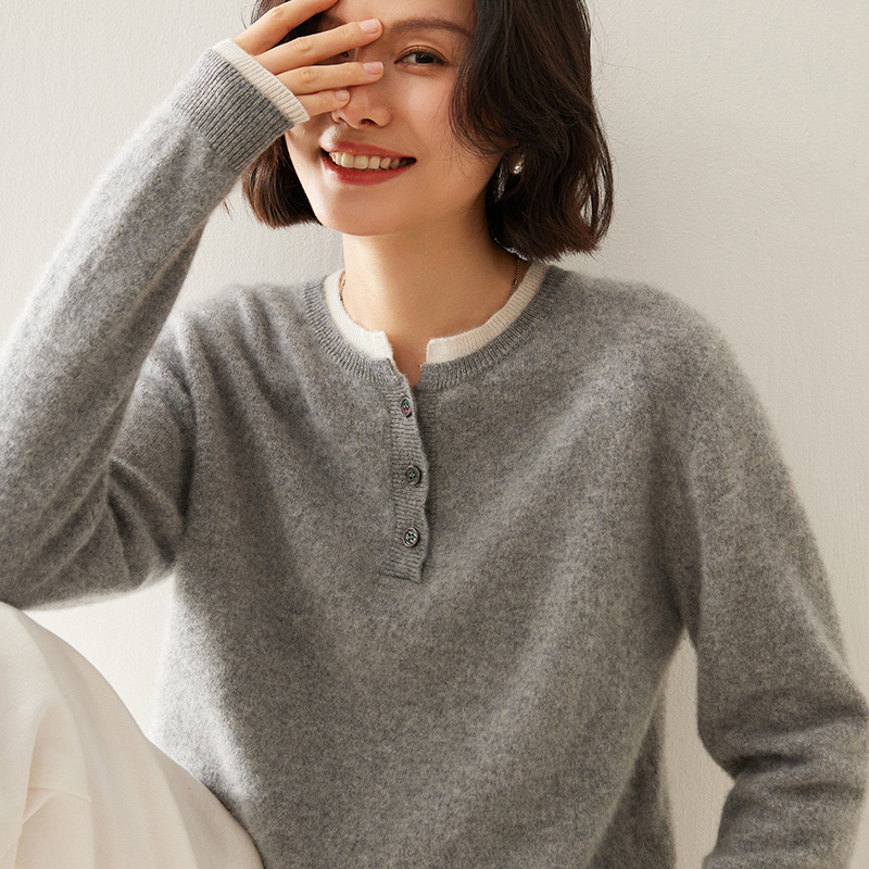 Sutterhie - Pull en Cachemire 100% Pur pour Femme - Chandail en Maille à Col Rond - Collection Hiver Premium