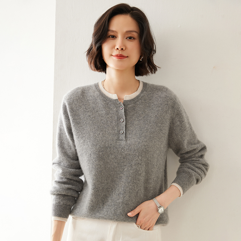 Sutterhie - Pull en Cachemire 100% Pur pour Femme - Chandail en Maille à Col Rond - Collection Hiver Premium