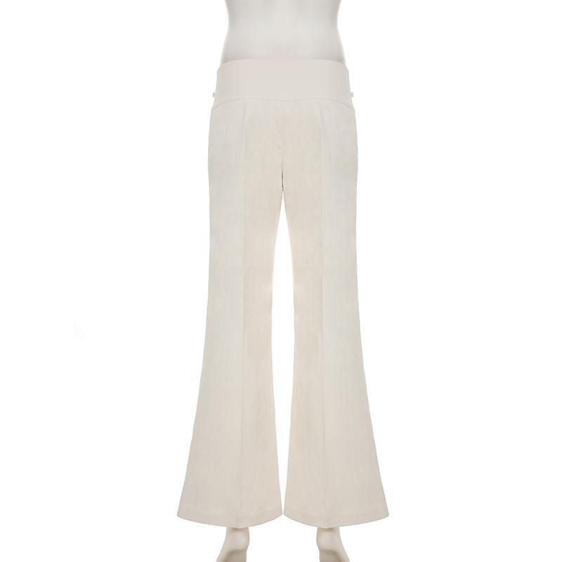 Sutterhie - Pantalon Vintage Y2K pour Femme - Pantalon Droit Taille Basse avec Boutons - Style Streetwear Casual