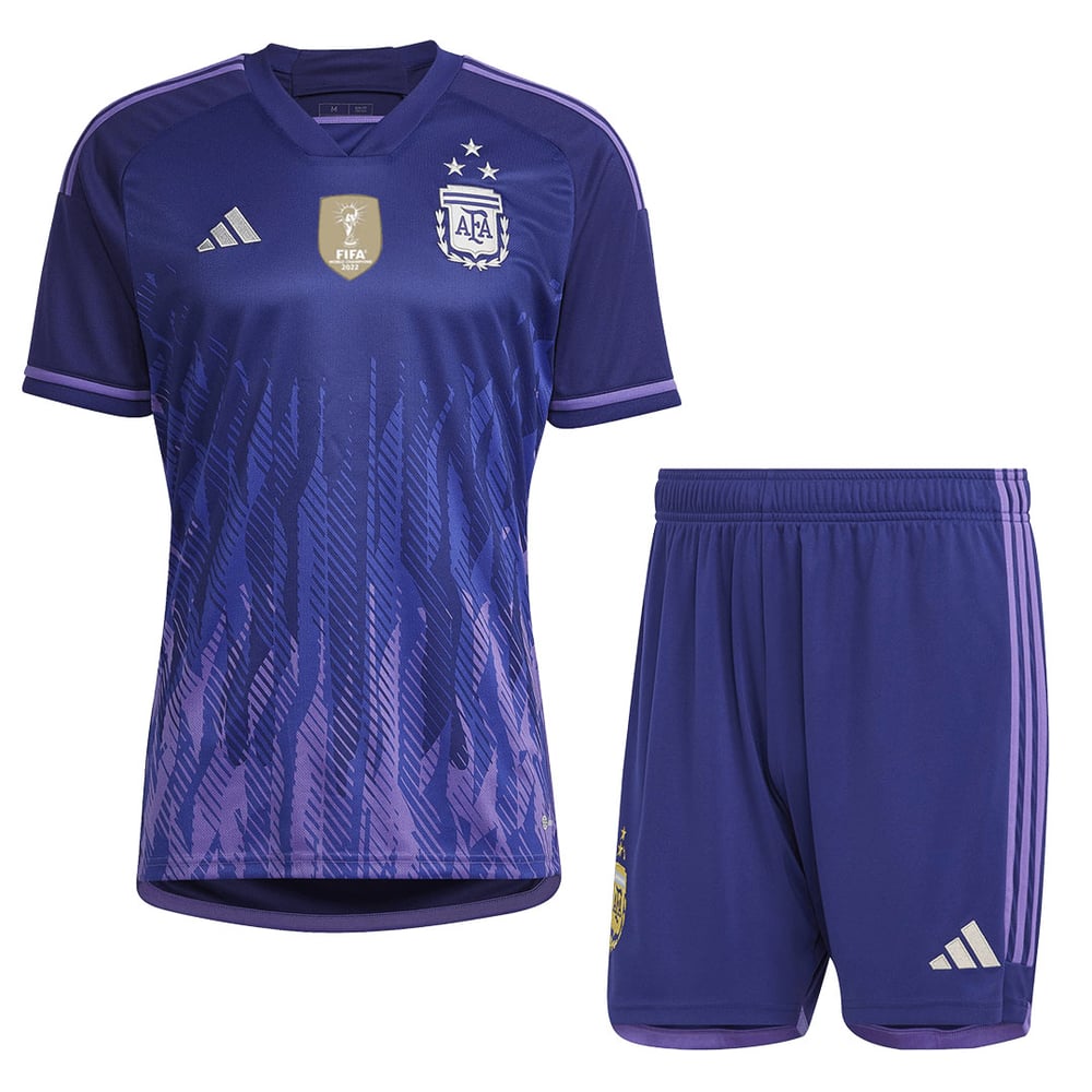 Kinder Argentinien Auswärts Jersey Shorts Weltmeister schaft 2022