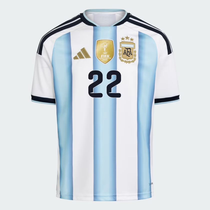 Kinder Argentinien 2026 Heim authentische Weltmeister schaft Shirt L. MARTÍNEZ #22