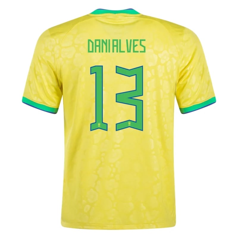 Dani Alves #13 Brasilien Home Jersey Weltmeister schaft 2022.