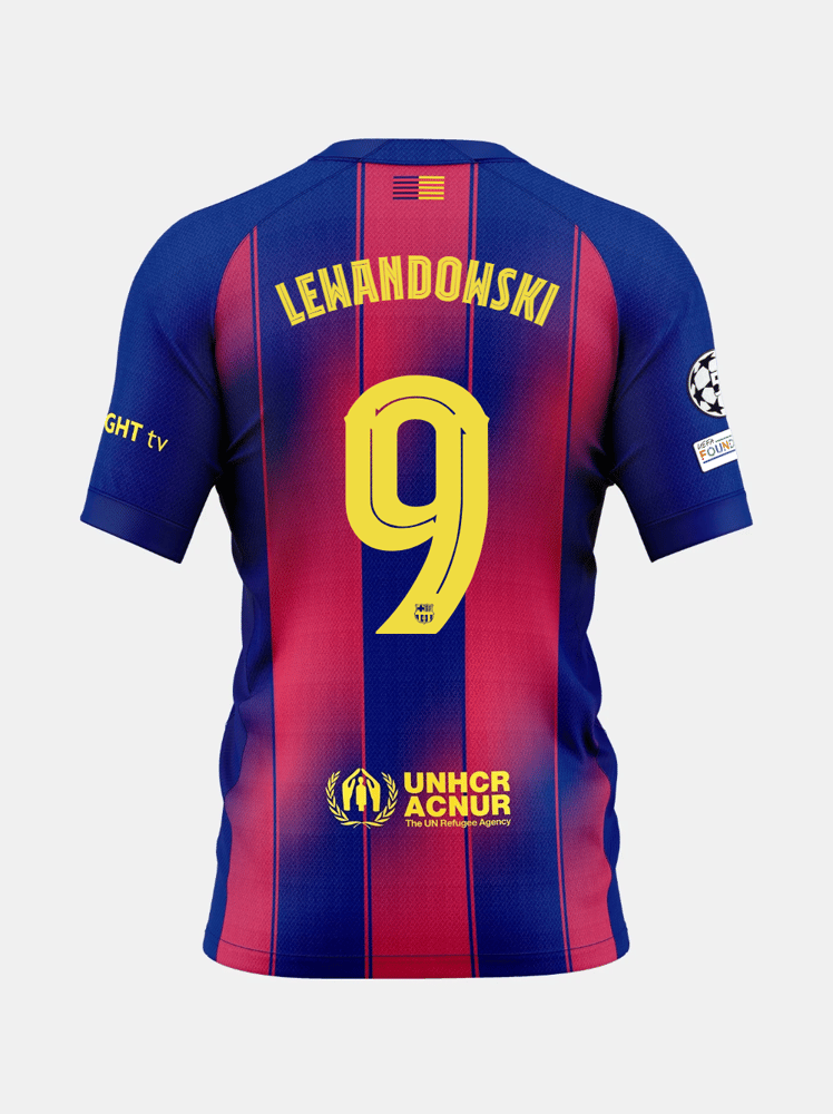 Women's FC Barcelona 2025/26 Home UCL Shirt - LEWANDOWSKI #9